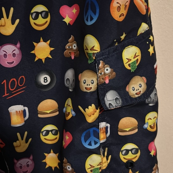 Broken Threads XL Black Emoji Swim Trunks - Picture 5 of 13